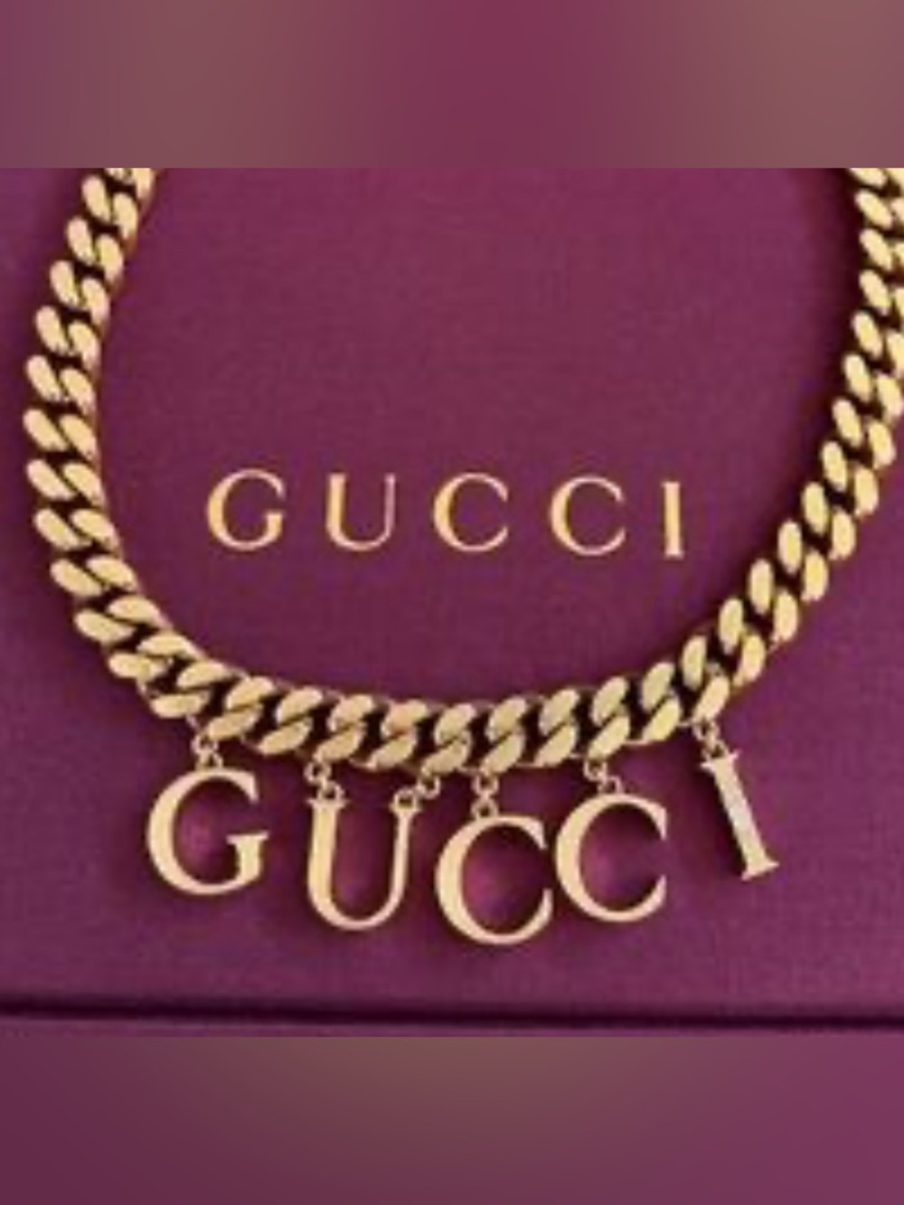 Gold Chunky Gucci Style Chain Bracelet with Logo Letter Charms